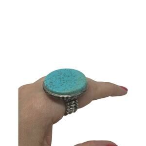 Boho teal magnesite stretchy band ring